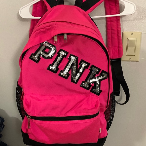 PINK Victoria's Secret Bags Victorias Secret Pink Campus Backpack With Sequin Graphics